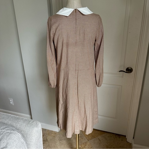 Hadas Dress in a Houndstooth print with Peter Pan Collar & Ribbon Bow tie - Picture 9 of 10
